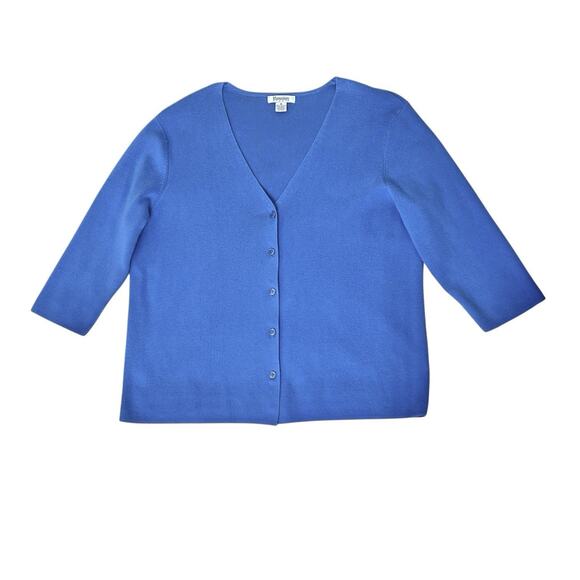 Hampshire Studio Cardigan Sweater Womens Medium Cotton Blend Button Front Blue - Picture 3 of 5